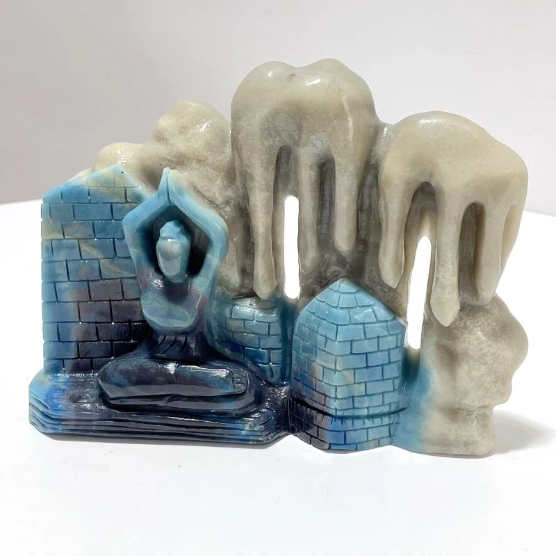 Unique Trolleite Large Yoga Goddess Carving