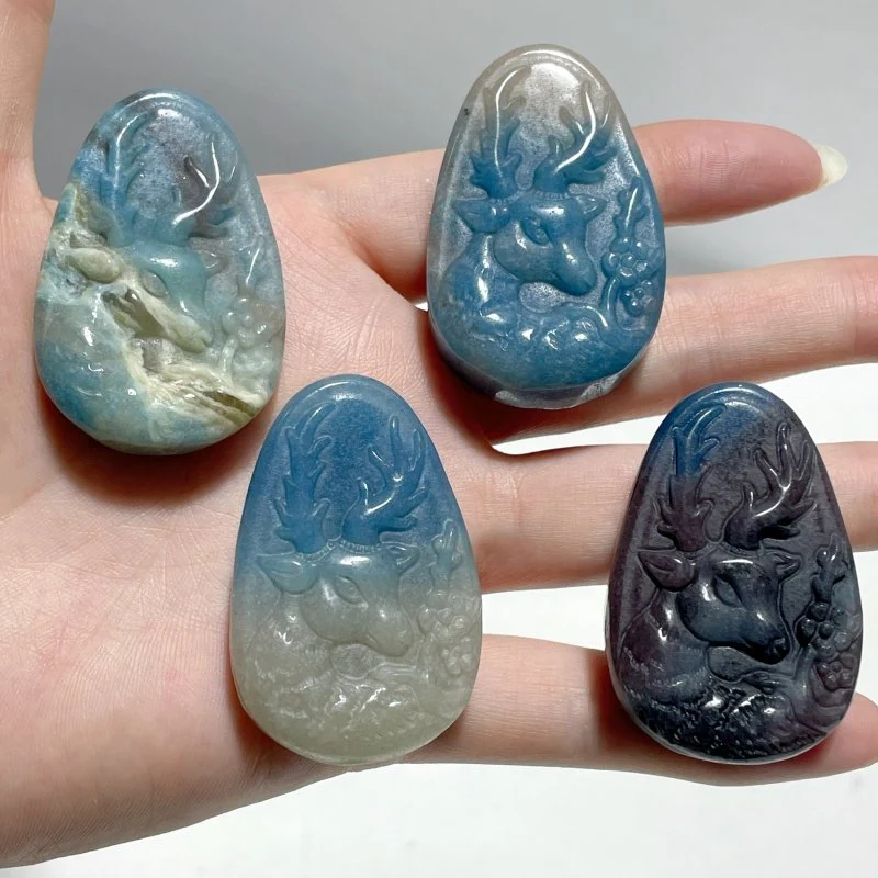 11 Pieces Unique Trolleite Sika Deer Crystal Carving - Image 6