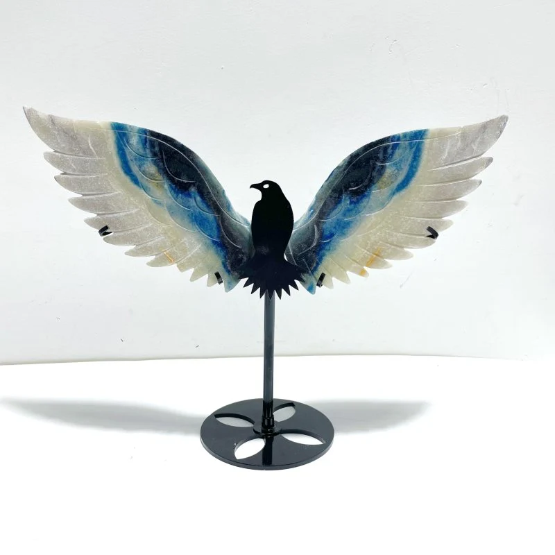 Unique Trolleite Stone Eagle Wing Carving With Stand #A01