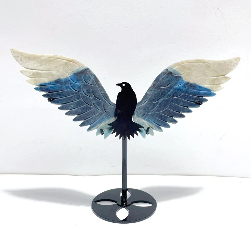 Unique Trolleite Stone Eagle Wing Carving With Stand #A02