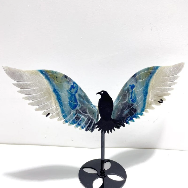 Unique Trolleite Stone Eagle Wing Carving With Stand #A03 - Image 4