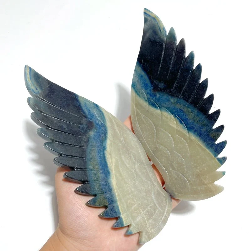 Unique Trolleite Stone Eagle Wing Carving With Stand #A05 - Image 3
