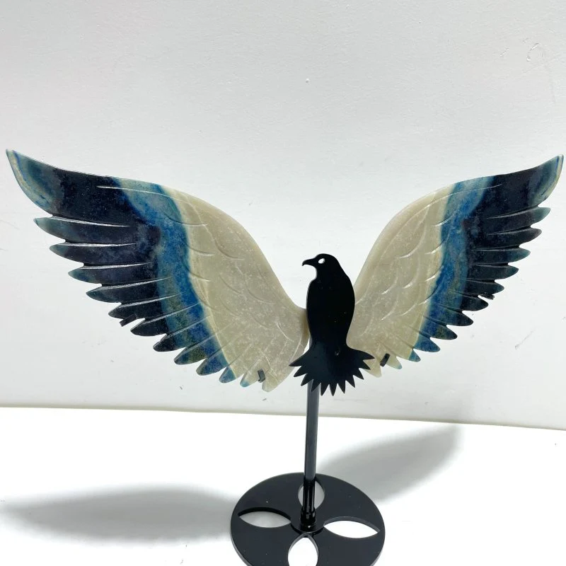 Unique Trolleite Stone Eagle Wing Carving With Stand #A05 - Image 4