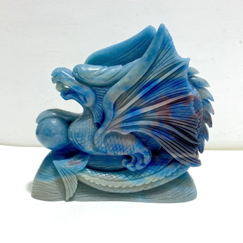 Unique Trolleite Stone Flying Dragon Carving #8