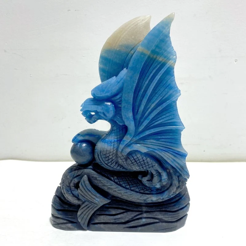 Unique Trolleite Stone Flying Dragon Carving #9