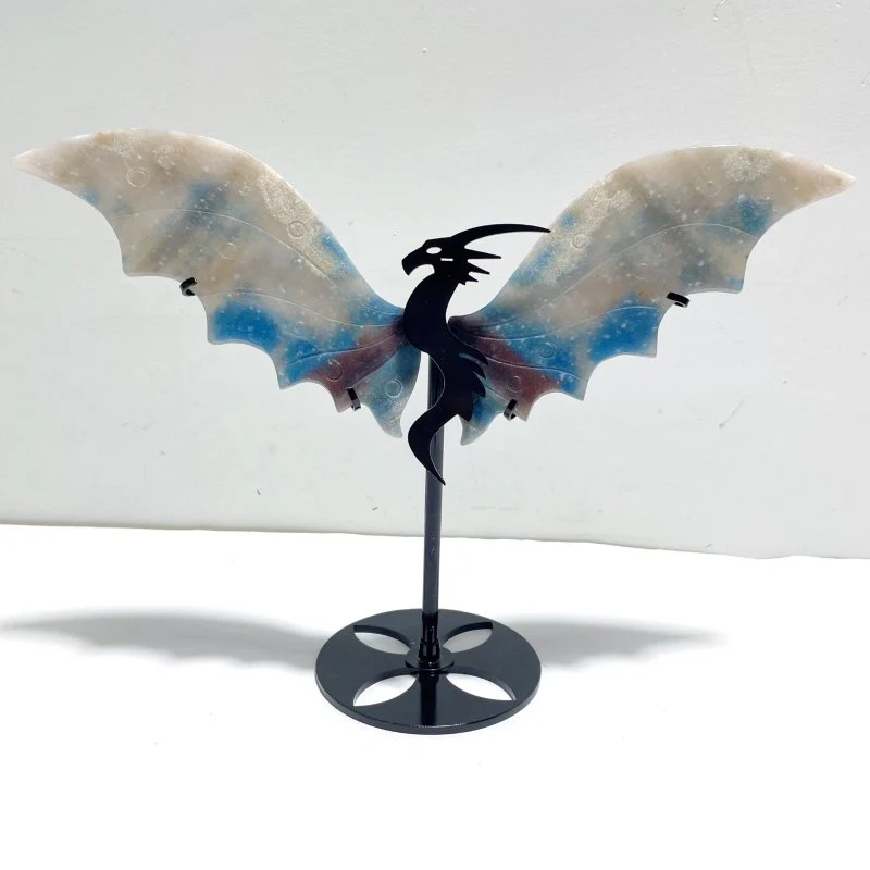 Unique Trolleite Stone Flying Dragon Wing Carving With Stand