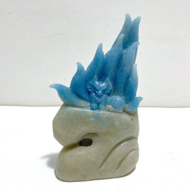 Unique Trolleite Stone Nine-tailed Fox Carving