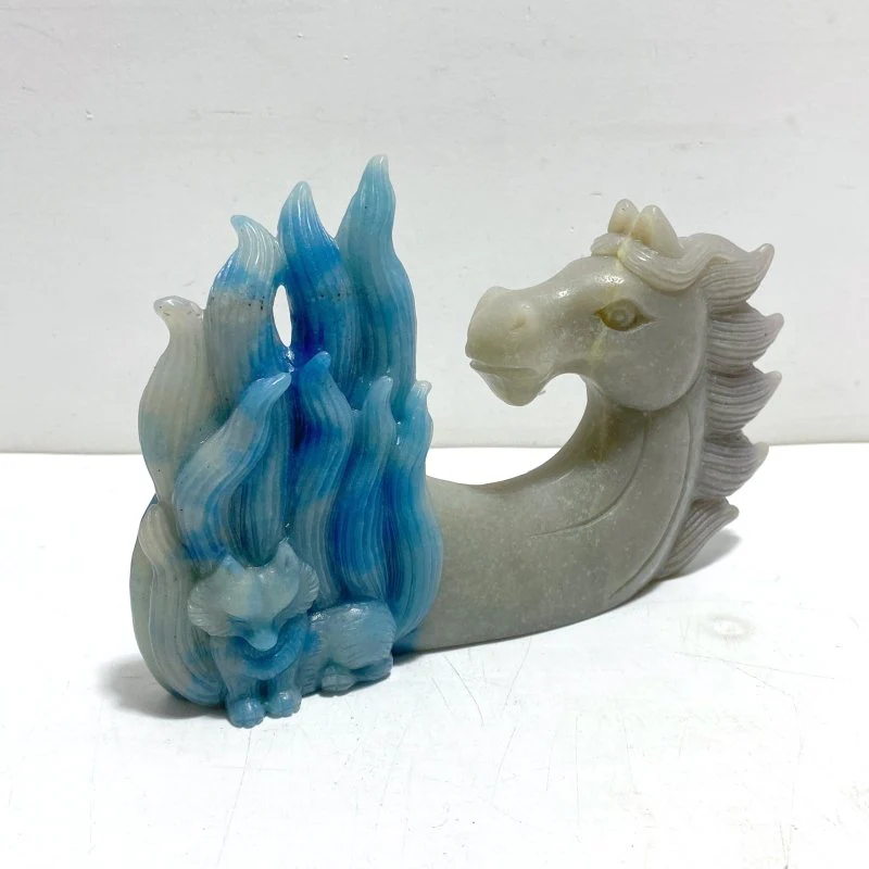 Unique Trolleite Stone Nine-tailed Fox Horse Head Carving - Image 2