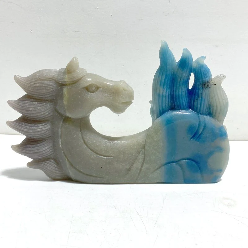 Unique Trolleite Stone Nine-tailed Fox Horse Head Carving - Image 3