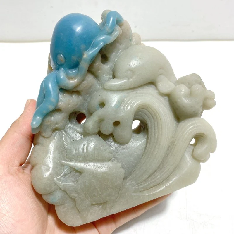 Unique Trolleite Stone Sea Animals Carving - Image 3