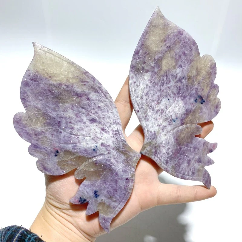 Unique Unicorn Stone Butterfly Wing Carving With Stand - Image 2