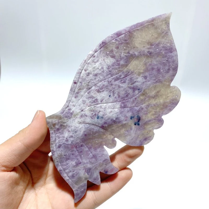 Unique Unicorn Stone Butterfly Wing Carving With Stand - Image 4
