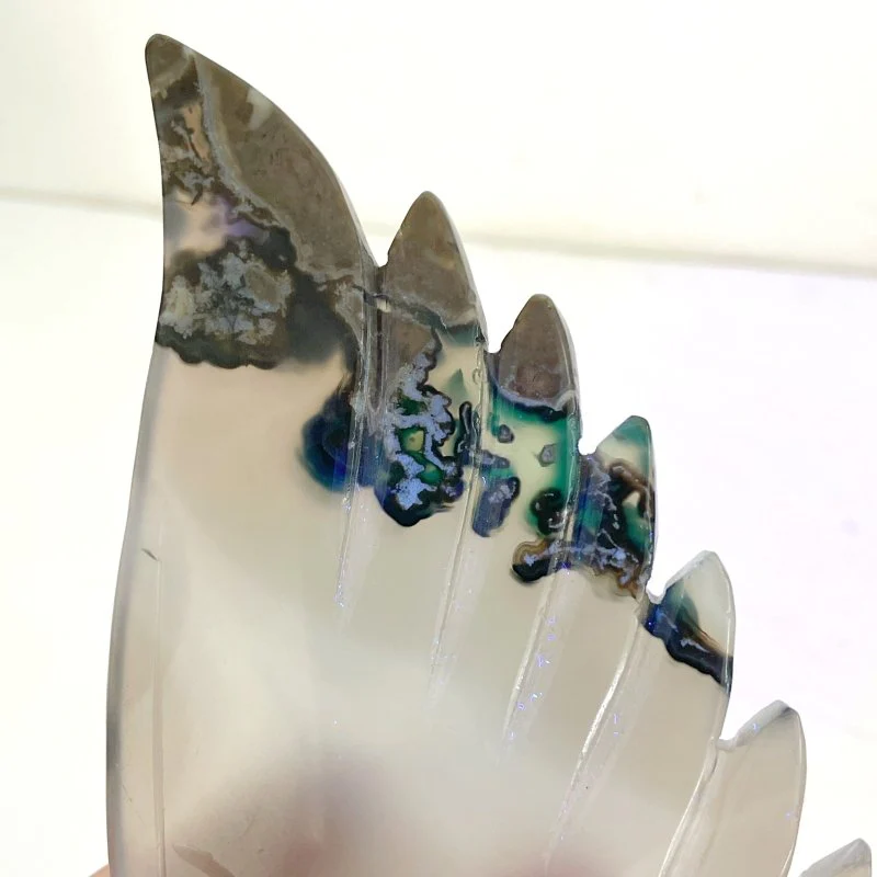 Unique Volcano Agate Demon And Angel Wing Carving With Stand (UV-Reactive) - Image 3
