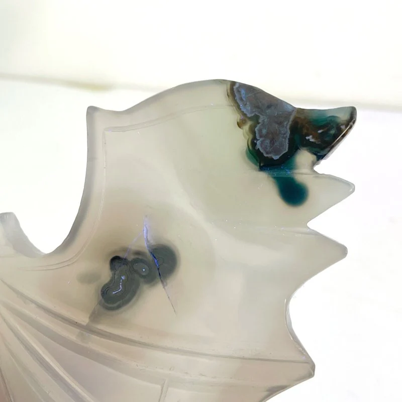 Unique Volcano Agate Demon And Angel Wing Carving With Stand (UV-Reactive) - Image 4