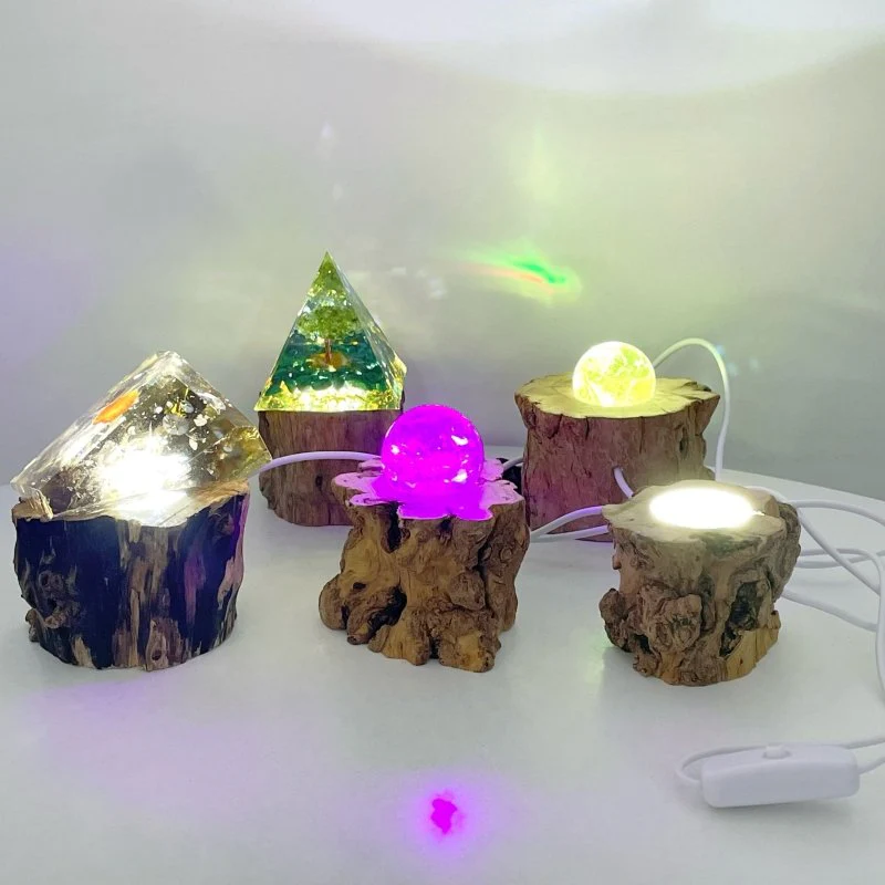 Wooden Root LED Crystal Stand