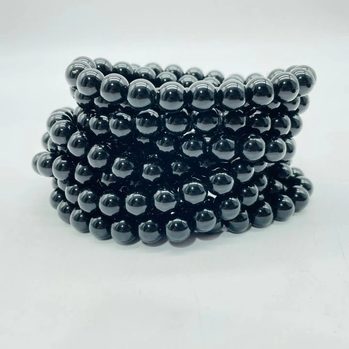 Local Stock - 6MM Black Obsidian Bracelets Wholesale - Image 2
