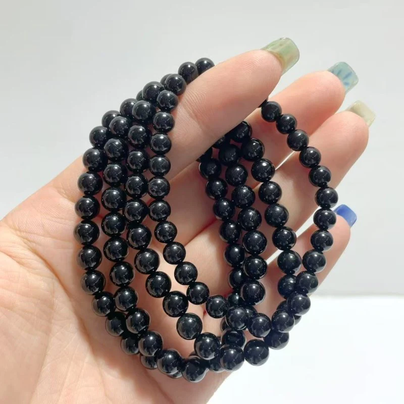 Local Stock - 6MM Black Tourmaline Bracelets Wholesale - Image 2