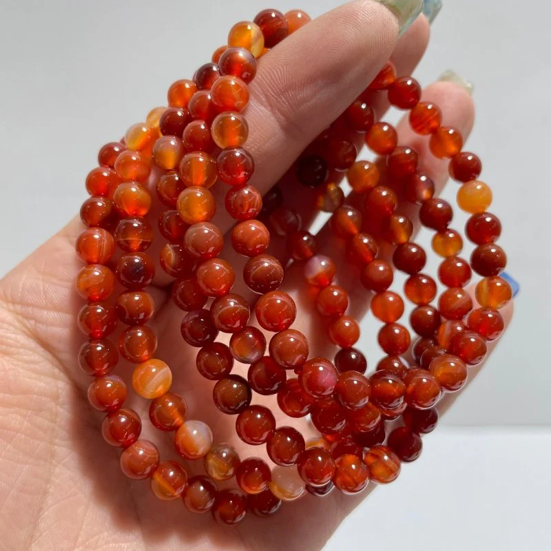 Local Stock - 6MM Carnelian Bracelets Wholesale - Image 2