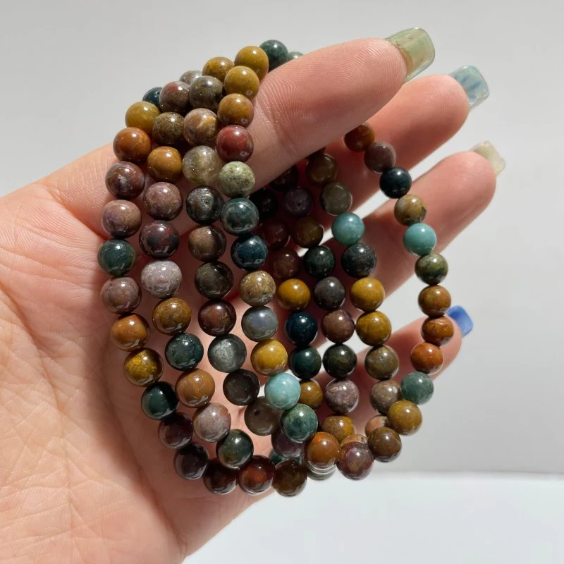 Local Stock - 6MM Colorful Ocean Jasper Bracelets Wholesale - Image 2