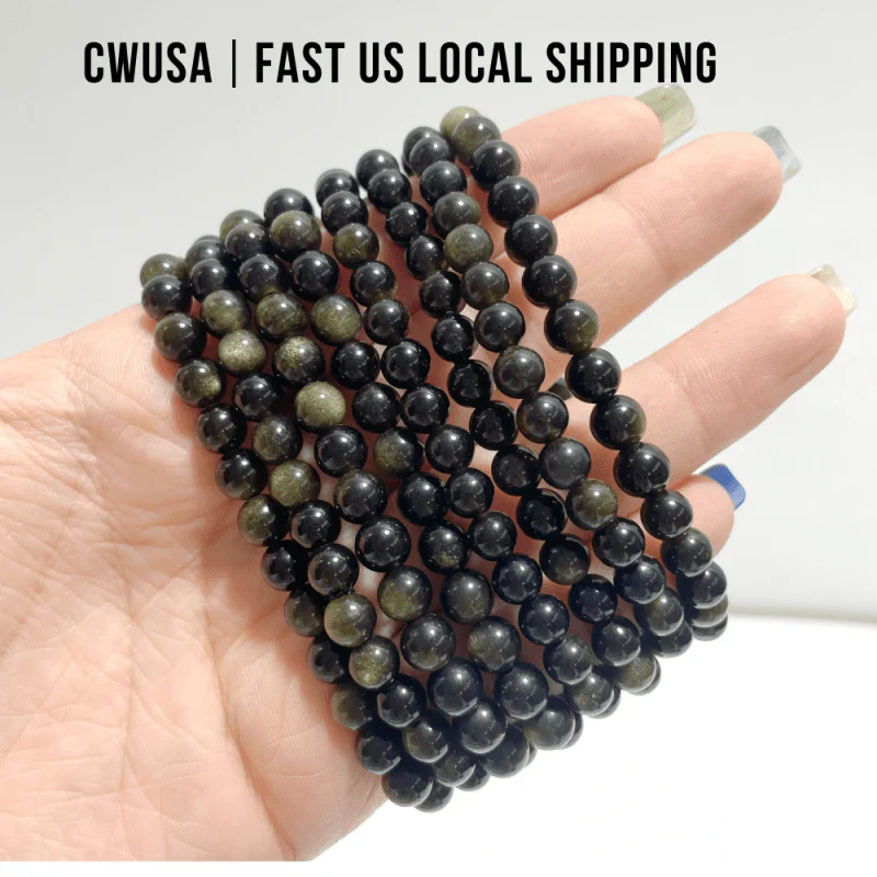 Local Stock - 6MM Gold Sheen Obsidian Bracelets Wholesale