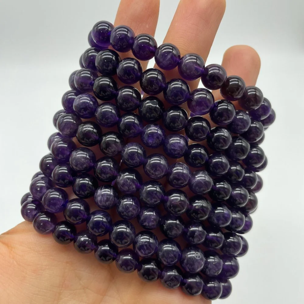 Local Stock - 8MM Amethyst Bracelets Wholesale - Image 2