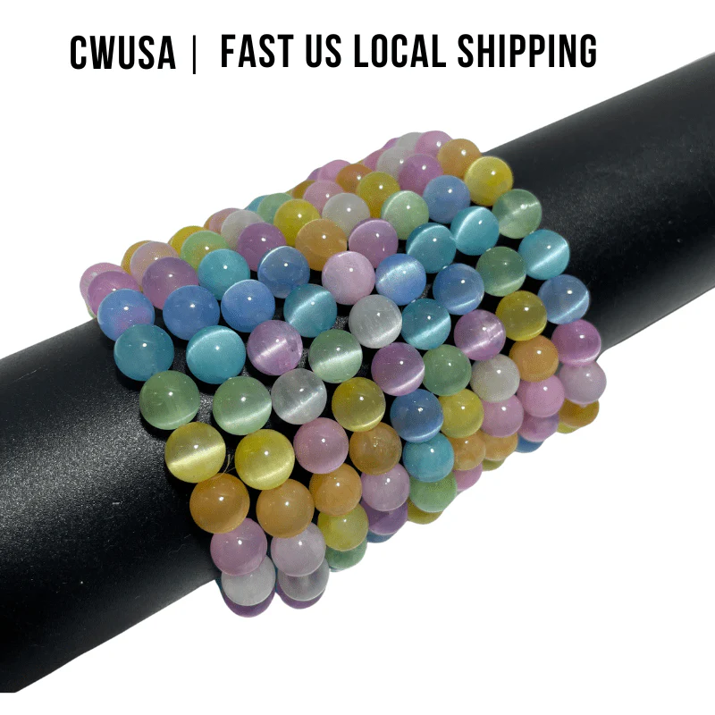 Local Stock - 8MM Aura Colorful Selenite Bracelets Wholesale