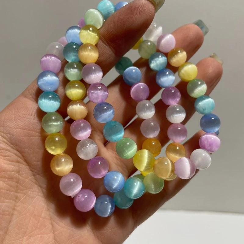 Local Stock - 8MM Aura Colorful Selenite Bracelets Wholesale - Image 2