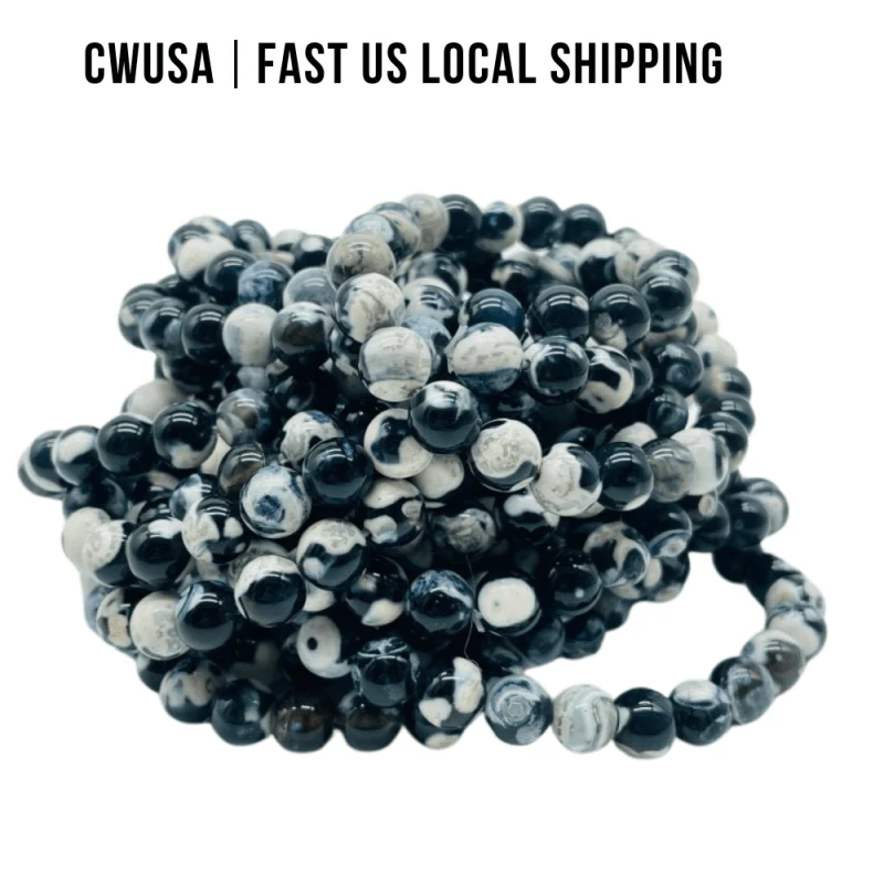 Local Stock - 8MM Black Orca Agate Bracelets Wholesale