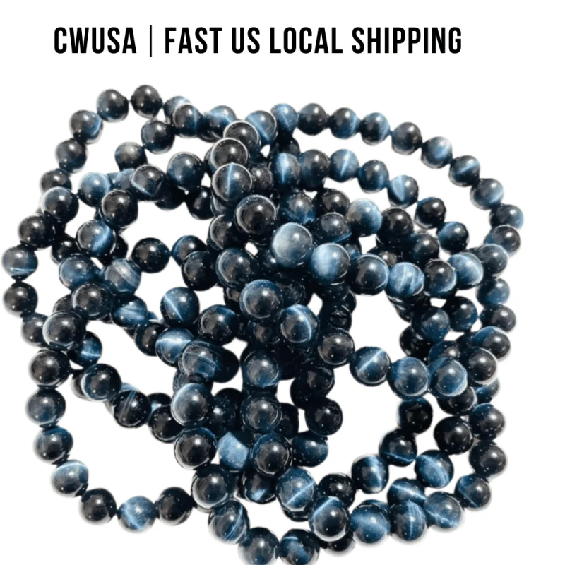 Local Stock - 8MM High Quality Blue Tiger Eye Bracelets Wholesale