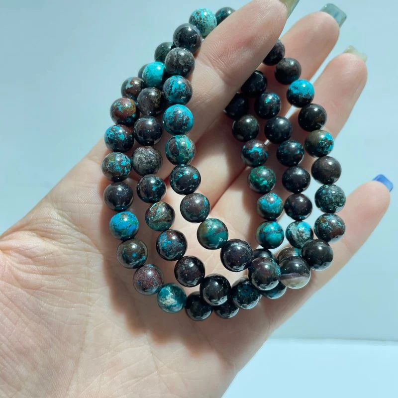 Local Stock - 8MM Chrysocolla mixed Malachite Bracelets Wholesale - Image 2
