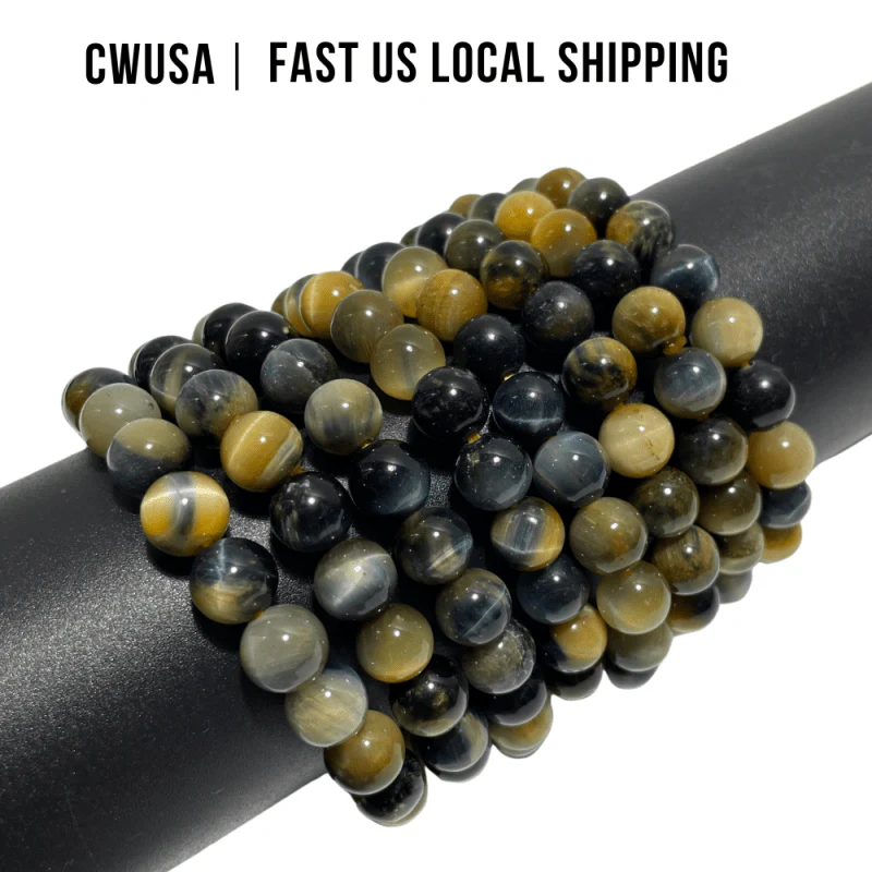 Local Stock - 8MM Gold&Blue Tiger Eye Bracelets Wholesale