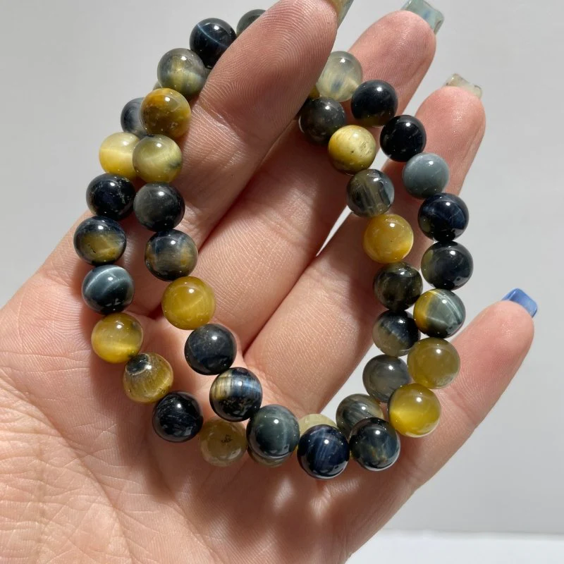 Local Stock - 8MM Gold&Blue Tiger Eye Bracelets Wholesale - Image 2