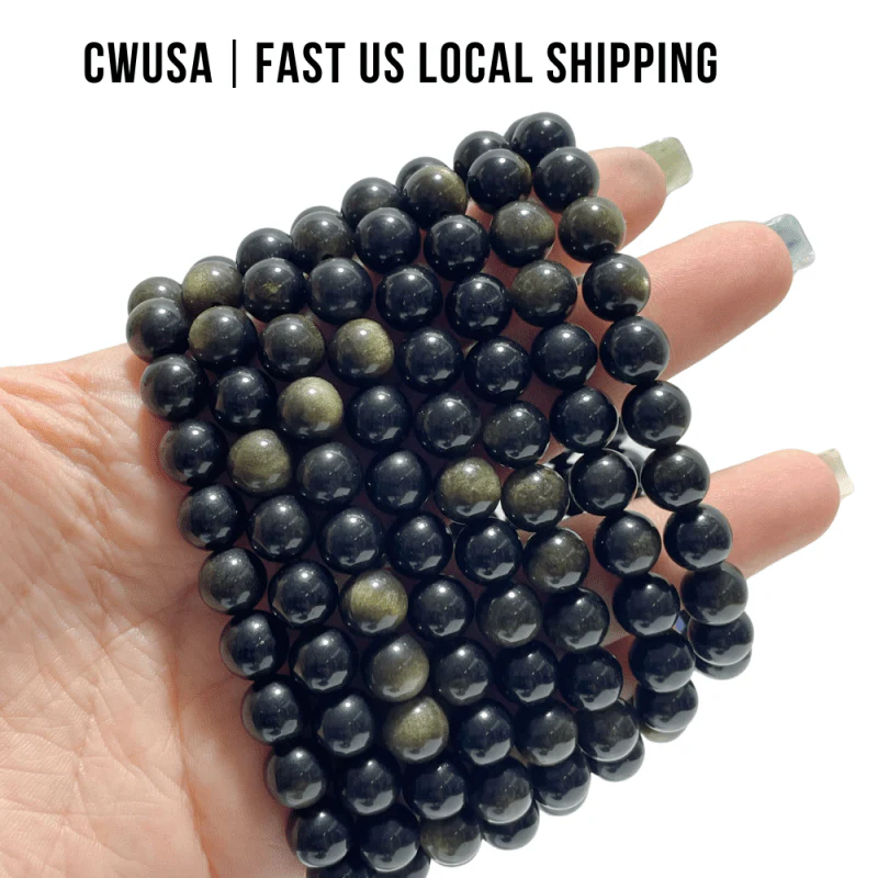 Local Stock - 8MM Gold Sheen Obsidian Bracelets Wholesale
