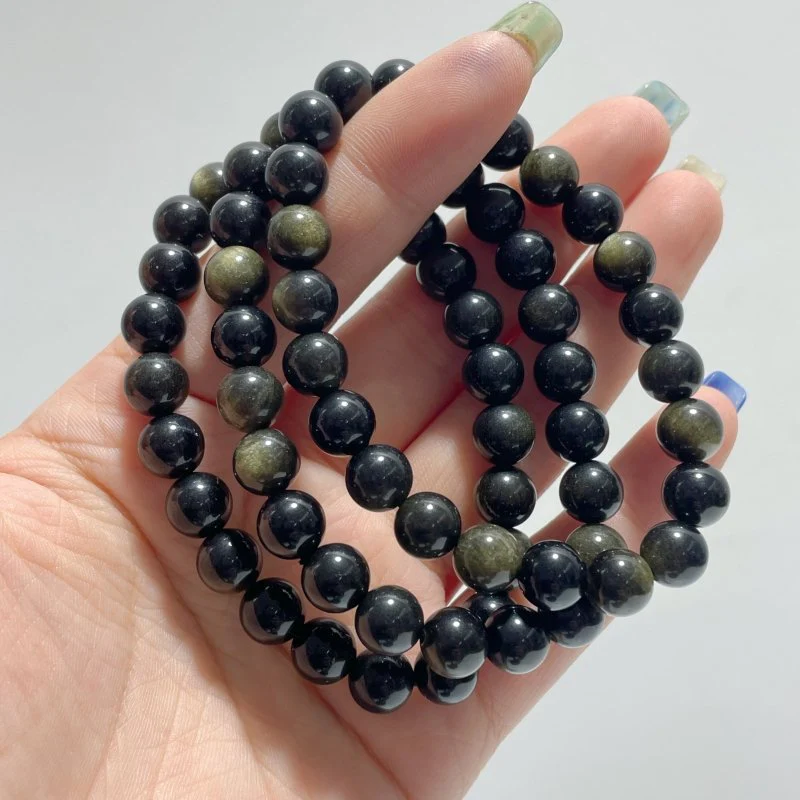 Local Stock - 8MM Gold Sheen Obsidian Bracelets Wholesale - Image 2