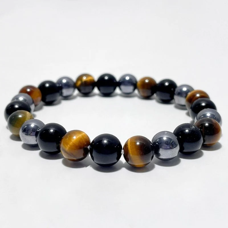 Local Stock - 8MM Hematite Tiger Eye Black Tourmaline Mixed Bracelets Wholesale - Image 4