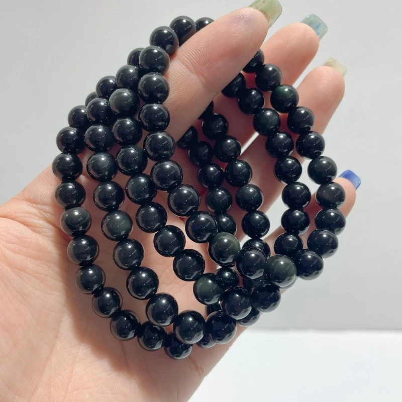 Local Stock - 8MM Rainbow Cat Eye Obsidian Bracelets Wholesale - Image 2