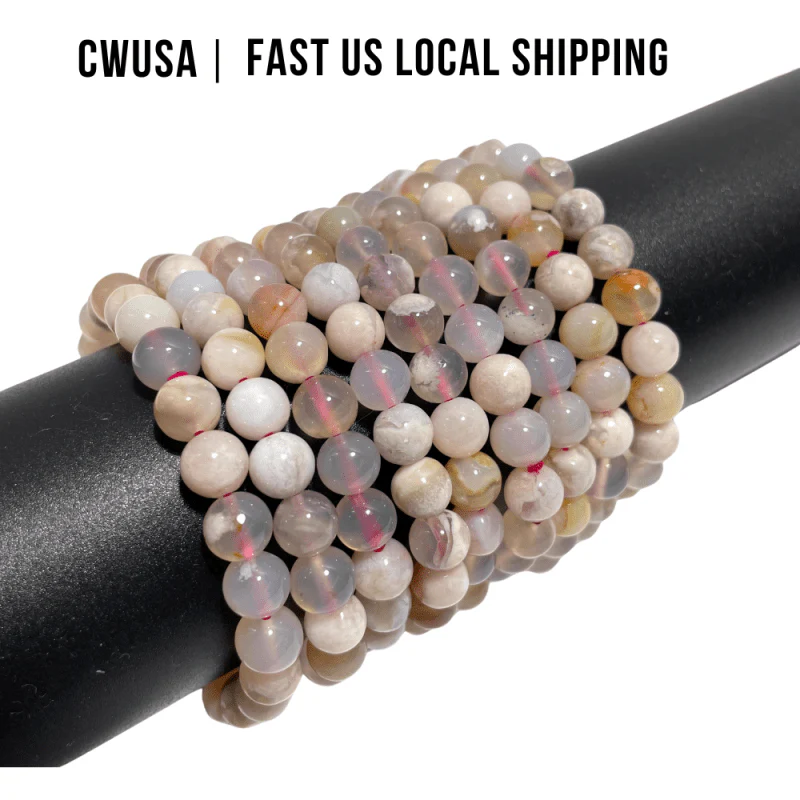 Local Stock - 8MM Sakura Flower Agate Bracelets Wholesale