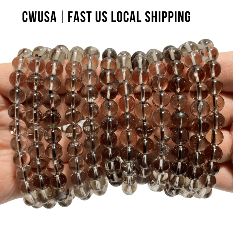 Local Stock - 8MM High Quality Light Color Smoky Quartz Bracelets Wholesale