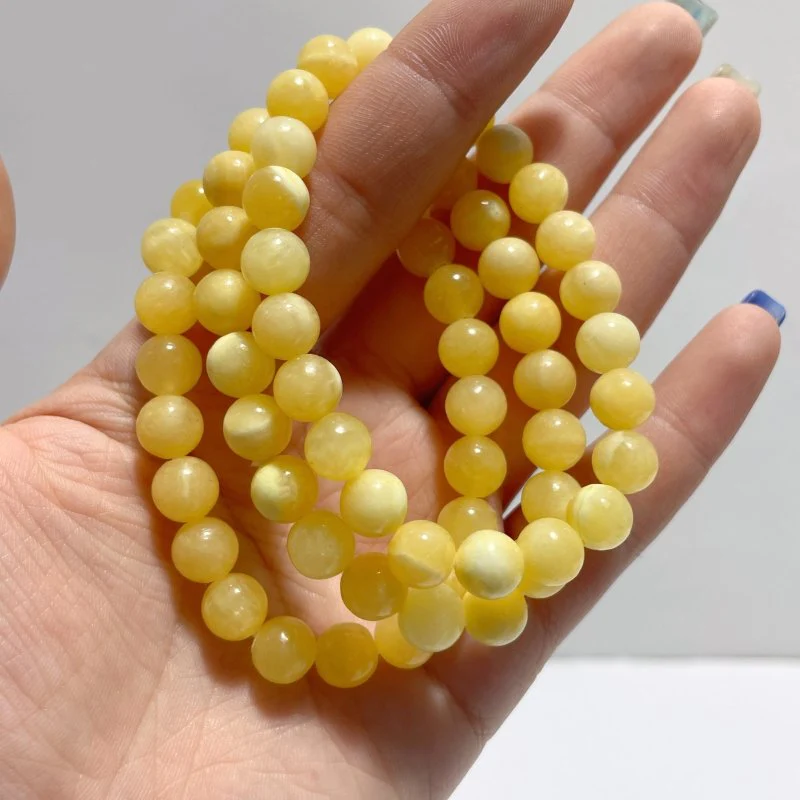 Local Stock - 8MM Yellow Calcite Bracelets Wholesale - Image 2