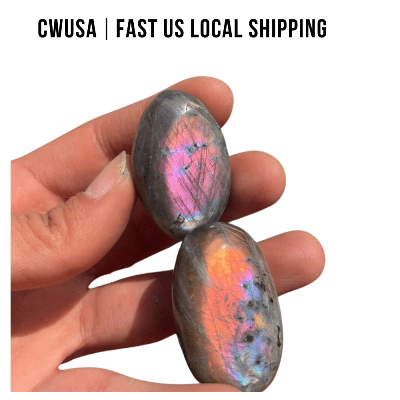 Local Stock - Purple Yellow Labradorite Palm Stone 1kg(2.2lbs) Wholesale