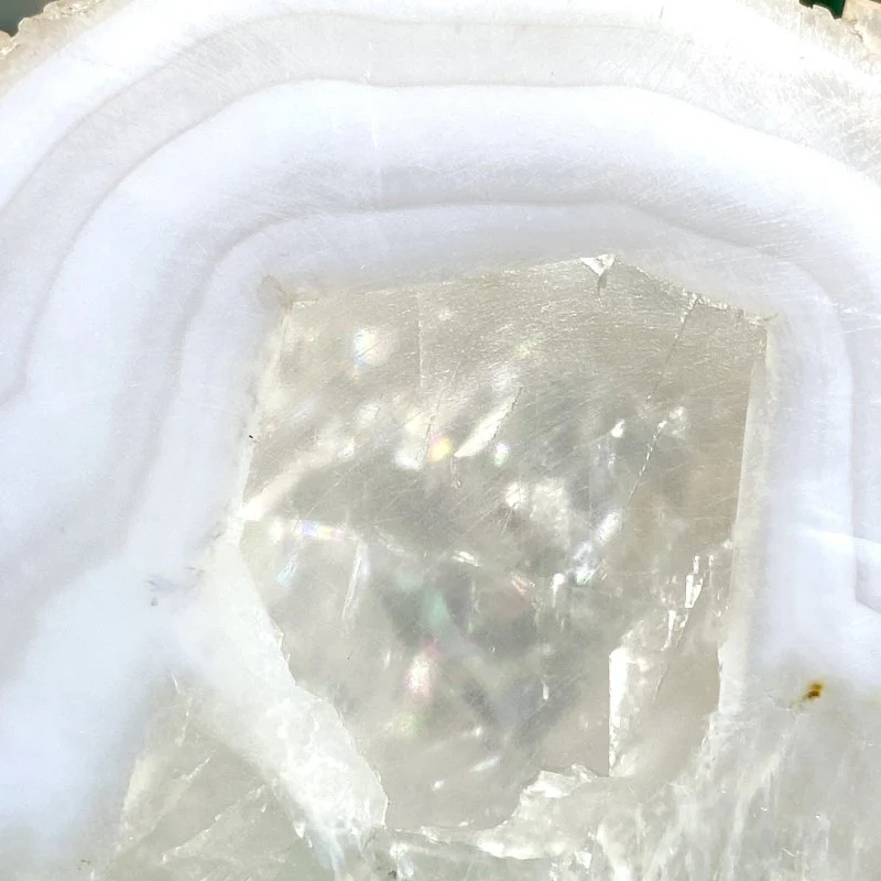 Very Large Geode Druzy Moss Agate Butterfly Wing Carving With Stand - Image 7