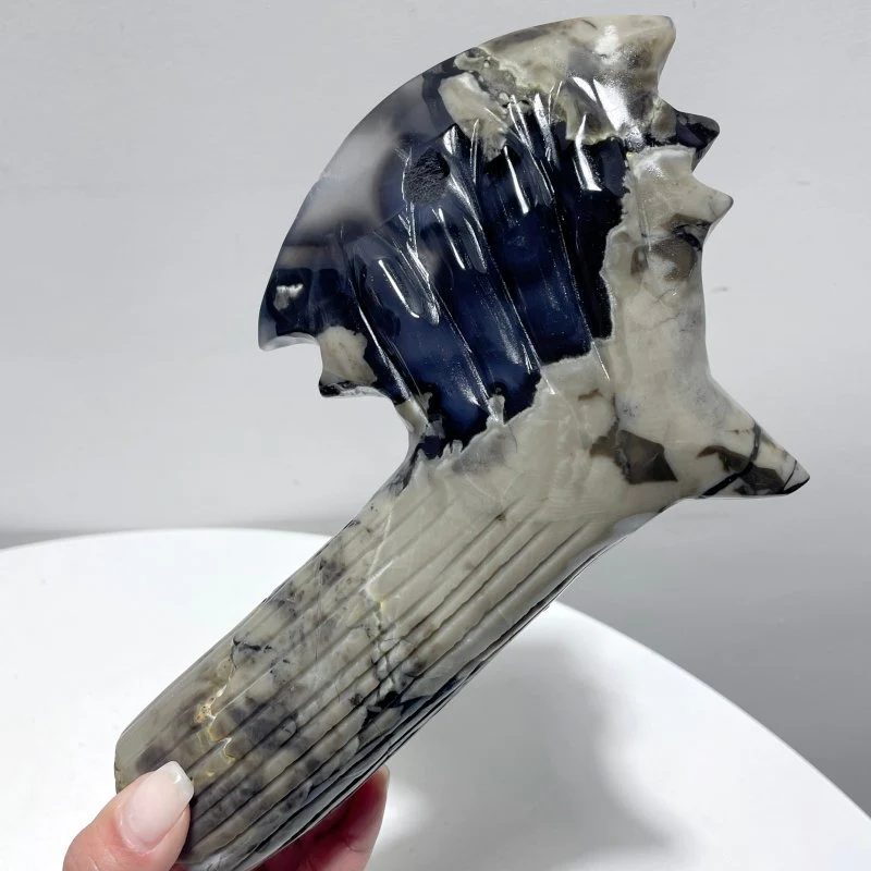 3 Pieces Large Volcanic Agate Ax Carving(UV-Reactive) - Image 5