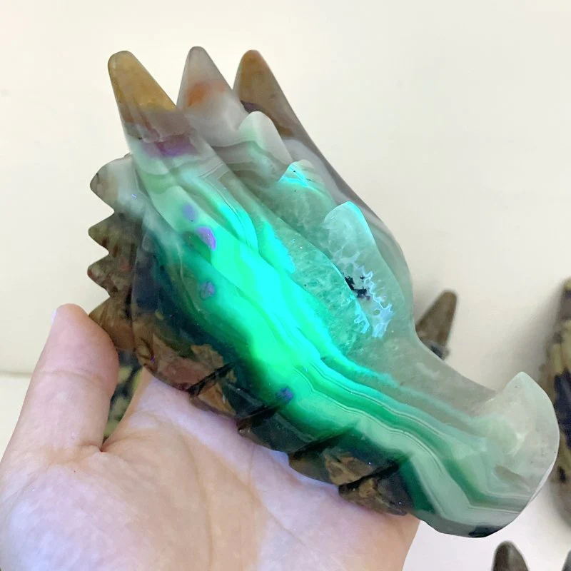 10 Pieces Volcanic Agate Dragon Head Carving Closeout(UV-Reactive) - Image 2