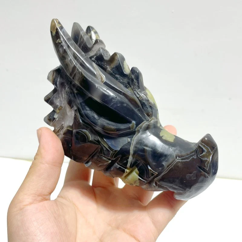 10 Pieces Volcanic Agate Dragon Head Carving Closeout(UV-Reactive) - Image 5