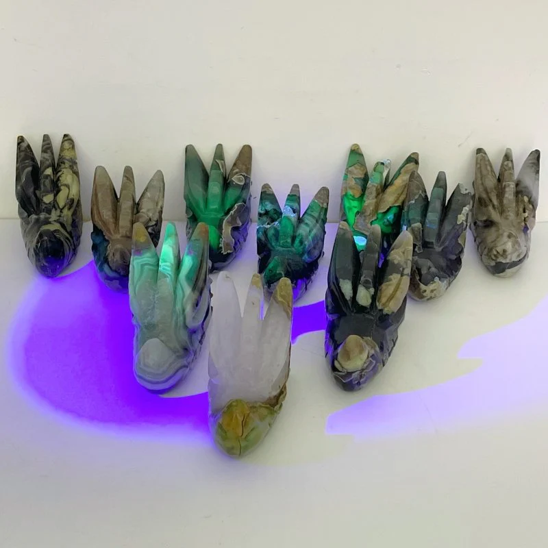 10 Pieces Volcanic Agate Dragon Head Carving Closeout(UV-Reactive) - Image 6