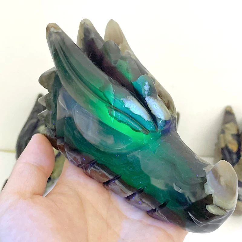 10 Pieces Volcanic Agate Dragon Head Carving Closeout(UV-Reactive) - Image 8
