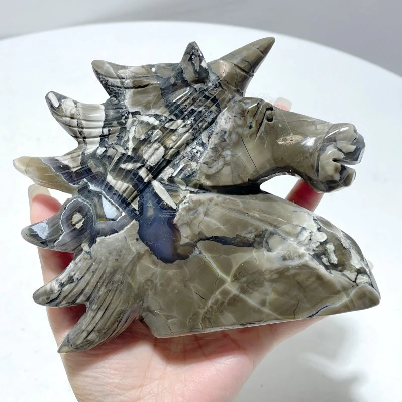 5 Pieces Large Volcanic Agate Unicorn Carving(UV-Reactive) - Image 4