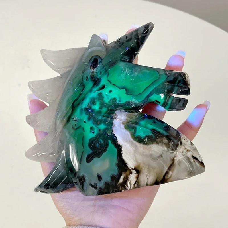 5 Pieces Large Volcanic Agate Unicorn Carving(UV-Reactive) - Image 5