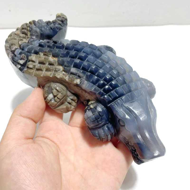 6 Pieces Large Volcano Agate Crocodile Carving(UV-Reactive) - Image 6