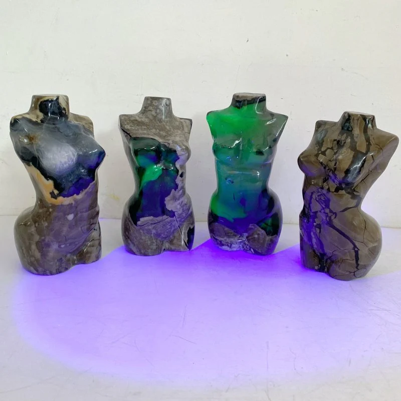 4 Pieces Volcano Agate Goddess Carving (UV-Reactive) - Image 3